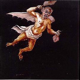 Malet glas i træramme