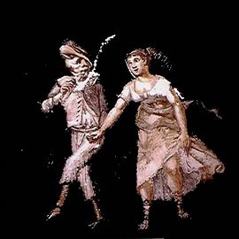 Malet glas i træramme