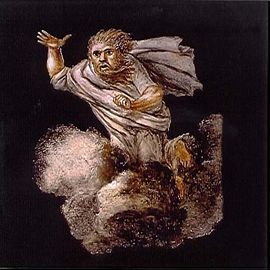 Malet glas i træramme