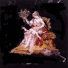 Malet glas i træramme