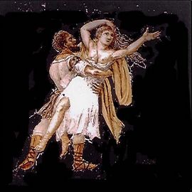 Malet glas i træramme