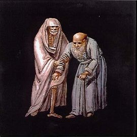 Malet glas i træramme