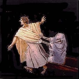 Malet glas i træramme