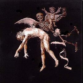 Malet glas i træramme